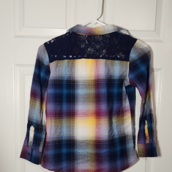 Arizona Jean Company Vibrant Blue and Purple Plaid Button Down - Picture 4 of 5